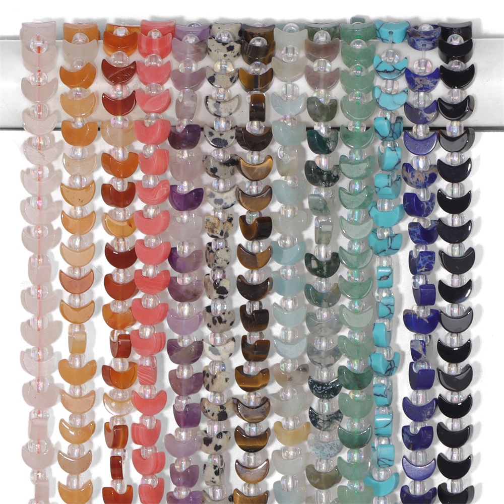 Moon Star Earrings - 7-8mm Natural Stone Moon Shape Beads