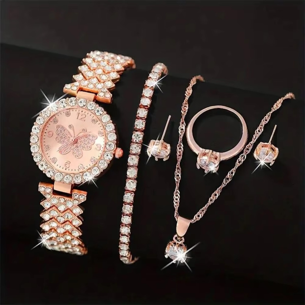 6PCS/Set Luxury Rhinestone But - Jewels On Watches review and price