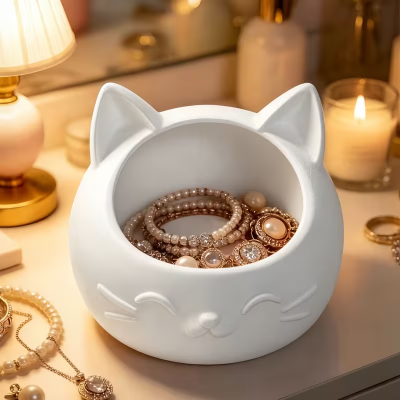 Mini Cartoon Cat-Shaped Storag - Jewels On Watches review and price