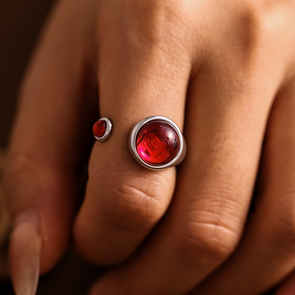 Garnet Red Stainless Steel Rin - Luxury Gifts Jewelry & Watches Namfleg Mostar review and price