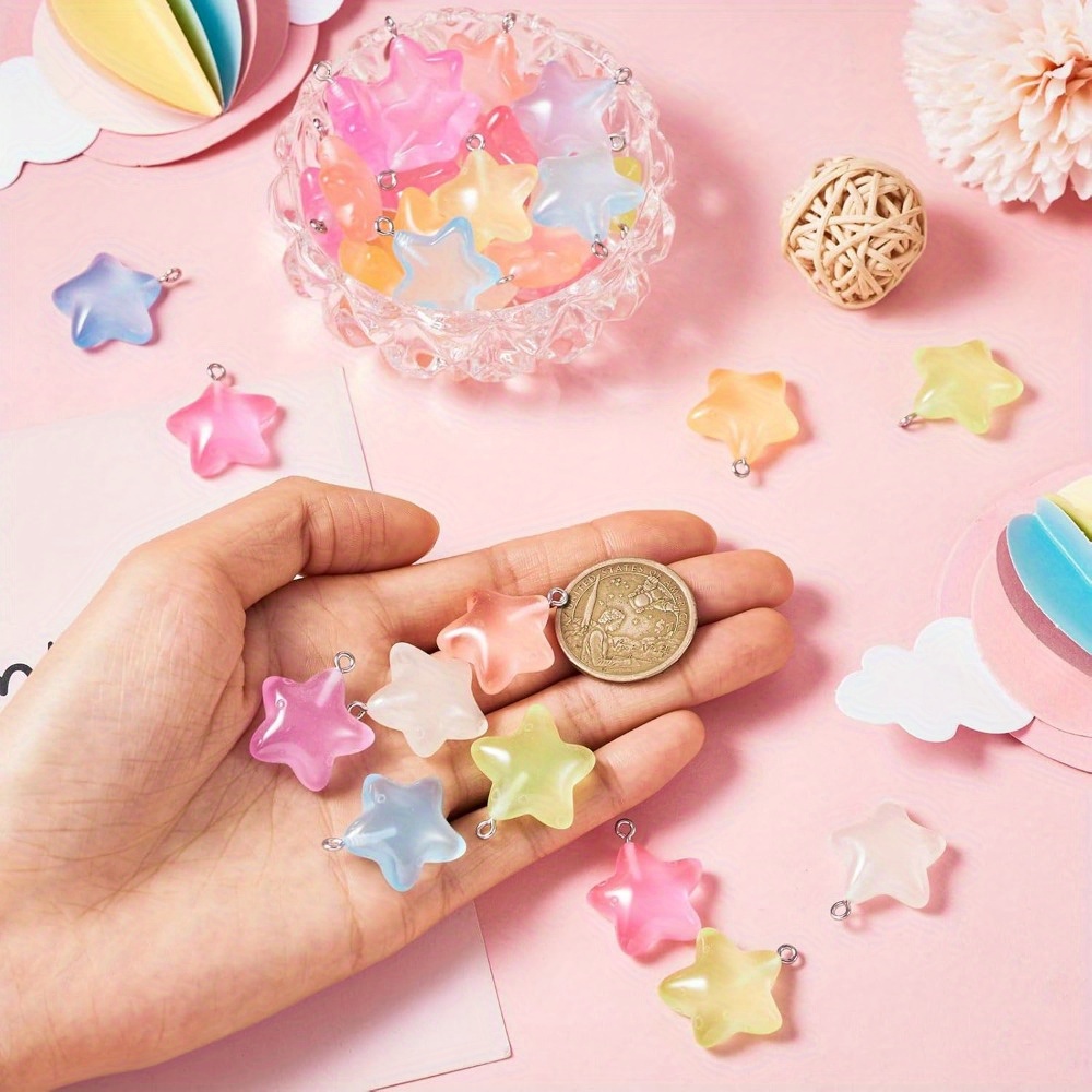6/24/40pcs Mixed Color Luminou - Moon Star Earrings review and price