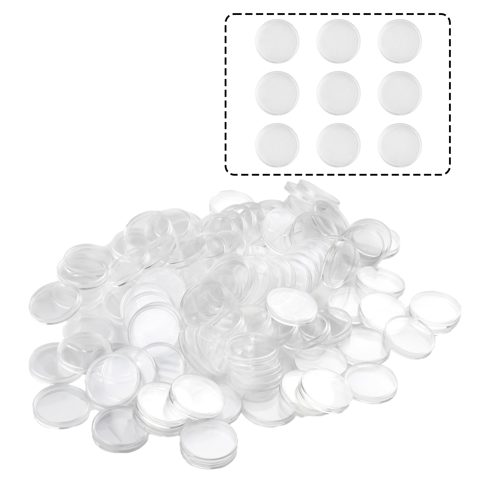 100Pcs Transparent Plastic Rou - Collectors Coins Jewelry & Watches Of Smithtown Photos review and price