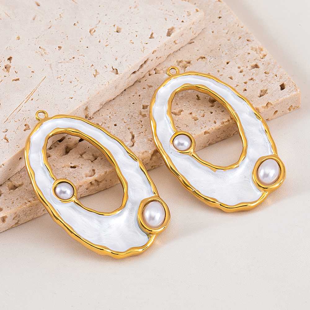 2pcs White Enamel Stainless St - Moon Star Earrings review and price