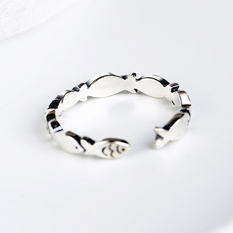 925 Sterling Silver Fish Adjus - Statement Cocktail Ring review and price