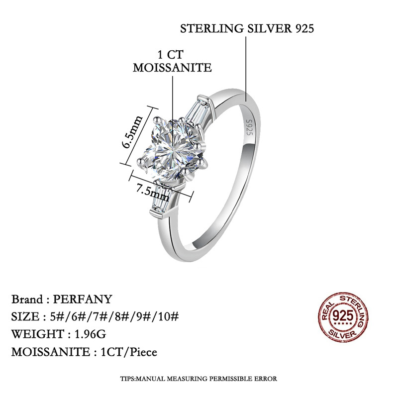 PERFANY 1CT Heart Cut Moissani - Statement Cocktail Ring review and price